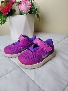 Nike Revolution 3 Kids Purple and Pink Sneakers Size 3C